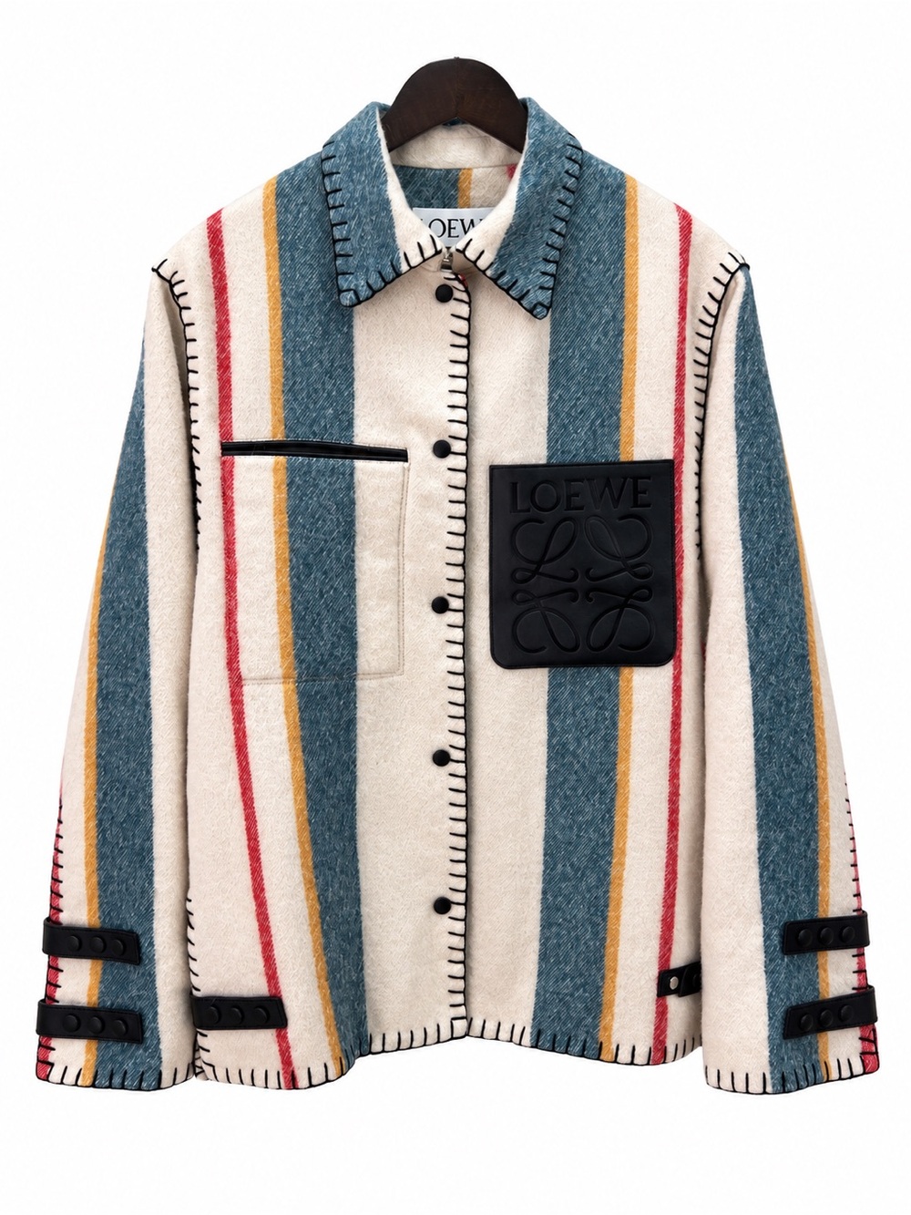 Loewe Striped Button-Up Jacket in Cream, Blue, Mustard & Red